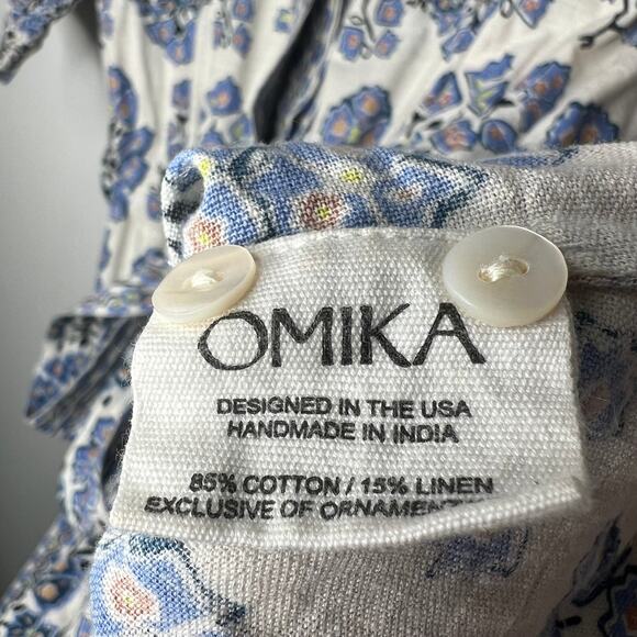 Omika Blue Floral Carla Shirt Dress Size Medium - Picture 5 of 9